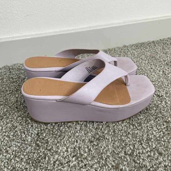 LSpace x Matisse Sandals Heels Women 9 Lilac Wedge Thong Slip On Resort Vacation - Picture 2 of 8